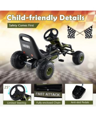 Kids Pedal Go Kart with Steering Wheel and Gear Shifter and Handbrake