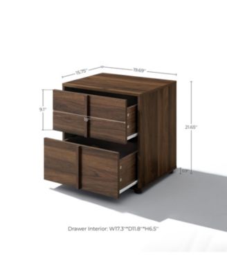 Walnut Nightstand And End Table with Two-Drawer Storage in Durable Manufactured Wood