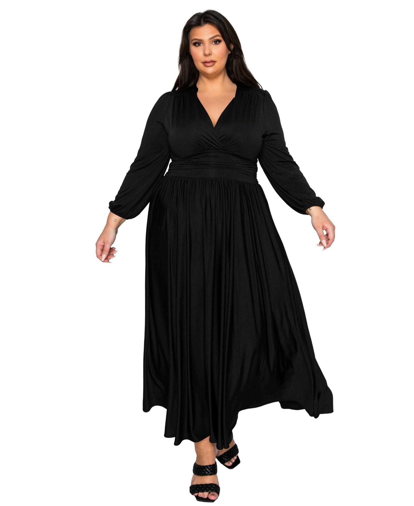 Женское платье L I V D Plus Size Solene Empire Waist, цвет: Чёрный — фото 1