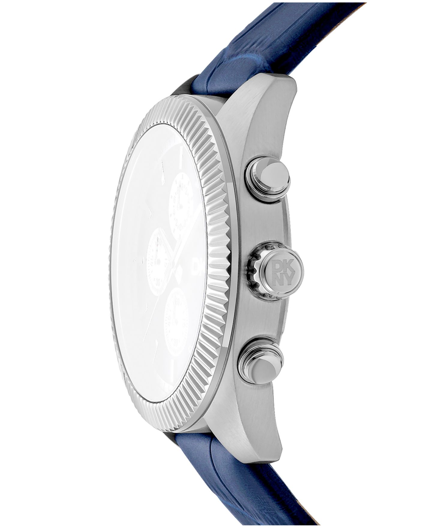 Мужские часы DKNY Chronograph Blue Dial Blue Leather Strap Watch, 42mm — фото 2