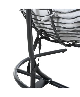 Streamdale Indoor Outdoor Hanging Hammock Chair with Stand, Foldable Rattan Egg Swing Chair