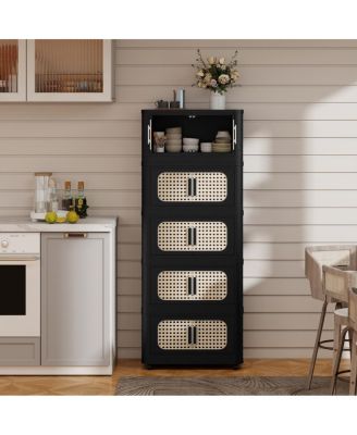 American Retro Folding Storage Cabinet with Wheels