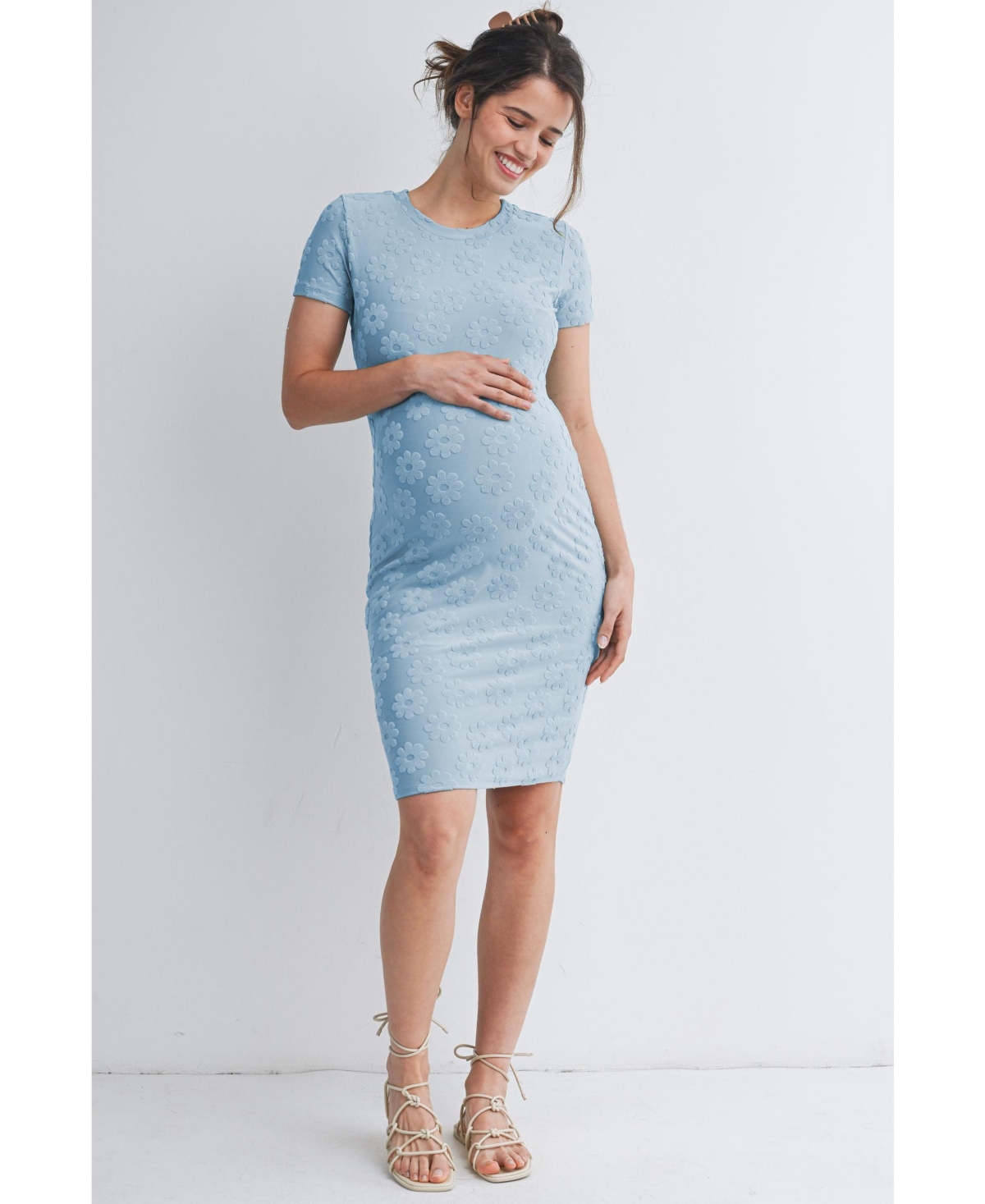 Hello Miz Maternity Floral Bodycon Short Sleeve Dress