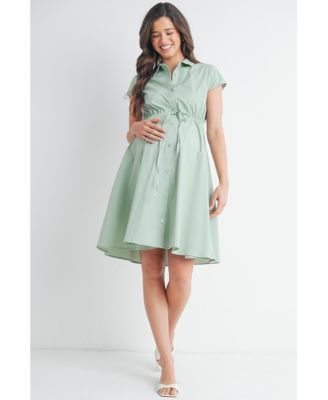 Maternity Button Front Empire Waist Shirt Dress Nursing Friendly