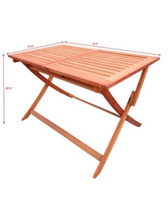 5 Piece Foldable Teak Patio Dining Set 4 Folding Chairs and 1 Dining Table Indoor Outdoor Universal Lightweight