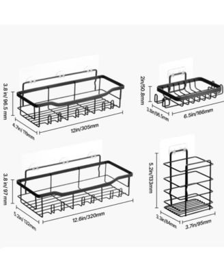 Shower Caddy 5 Pack, Adhesive Bathroom Storage Organizer Set, No Drill Wall Mounted Shower Shelves, 40 lbs Capacity