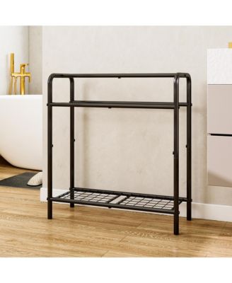 3 Tier Metal Towel Rack, Freestanding Towel Holder with Mesh Shelf, Display Rack for Bedroom, Bathroom