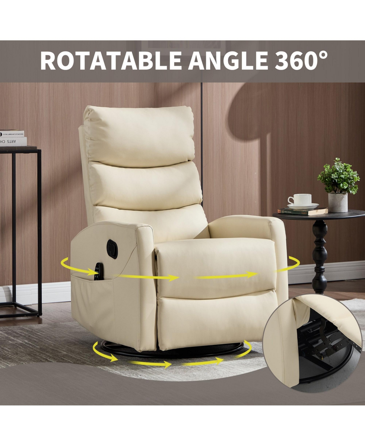 Boyel Living Manual Recliner Chair with Heat & Massage for Room, Faux Leather - Rocker Swivel Chair.