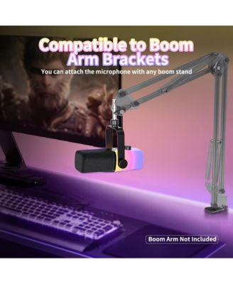 XLR/USB Gaming Podcast Microphone - RGB Lights, One-Touch Mute, 3.5mm Monitor Jack & Volume Knob for PC/Mac/PS4/PS5/Phone