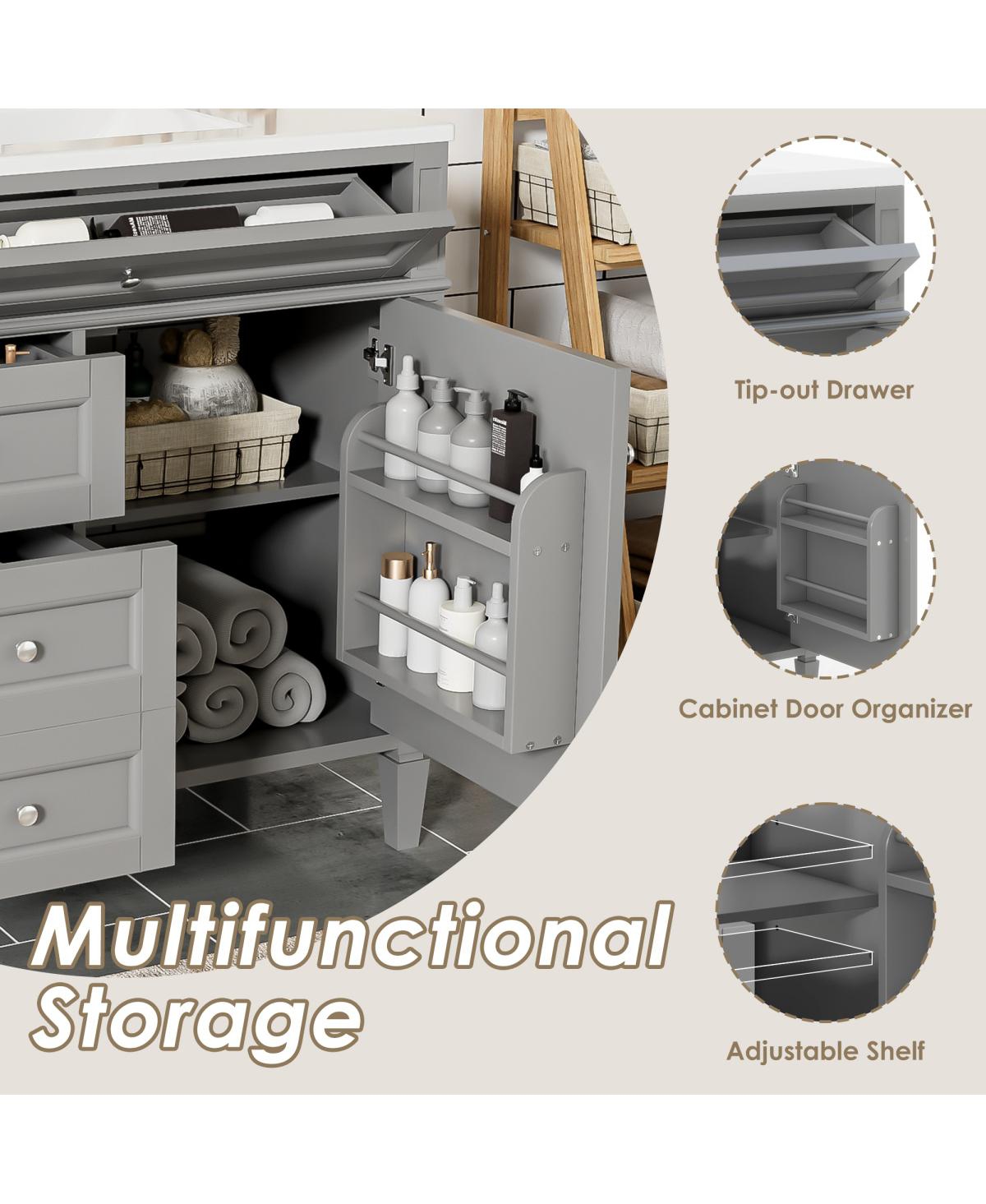 Sillysis 36" Modern Bathroom Vanity with Sink, Solid Wood Cabinet, Soft Close Drawers & Tip-Out Storage