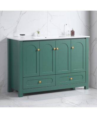 48" Bathroom Vanity with Integrated Ceramic Sink, MDF Cabinet & Soft-Close Doors, Transitional Modern Storage for Elegant Decor