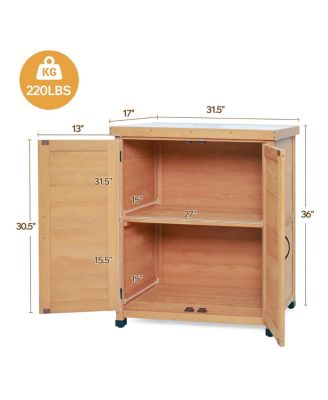  Potting Bench with Storage Cabinet and Metal Table Top