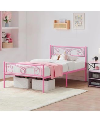 Bed Frames for Kids, Metal Bed Frame with Headboard & Footboard, Metal Platform Bed Frame, Heavy Duty Bed Slats Support, No Box Spring