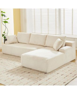 Cloud Sectional Couch 106" Modern L-Shape Corner Modular Upholstered Sofa with Loveseat Chaise Deep Seat Plush Corduroy Fabric Foam Cushions