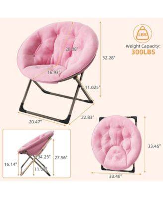 Comfy Oversized Saucer Chair – Soft Plush Fabric Reading Lounger for Adults, Stable Metal Frame