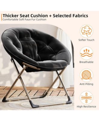 Comfy Oversized Saucer Chair – Soft Plush Fabric Reading Lounger for Adults, Stable X-Large Metal Frame Foldable Accent Lazy Chair for Bedroom