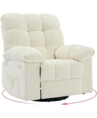 Oversized Recliner Chair for Adults with 360° Swivel & Rocking Function, Soft Chenille Upholstery, Extra Wide Manual Recliner Sofa