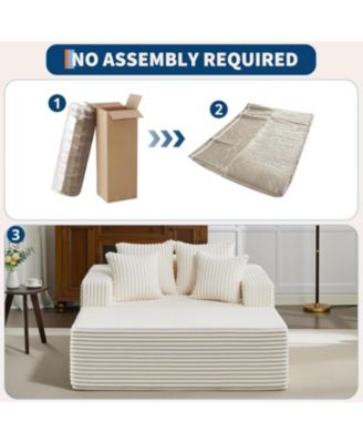 Oversized Chaise Lounge Chair 54 61" Indoor Corduroy Cloud Boneless Single Couch Sofa with 4 Pillows Armrests & Deep Seat No Assembly Comfy