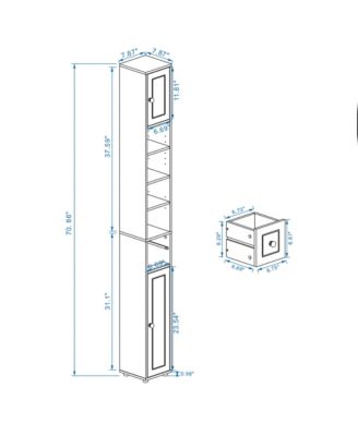 Tall Slim Bathroom Storage Cabinet, Freestanding Wooden Tower Cabinet with 2 Doors, 1 Drawer and 4 Adjustable Shelves for Small Spaces