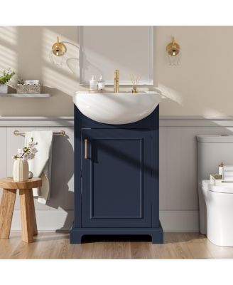 19.7" French Bathroom Vanity with Bulged Ceramic Sink, Soft Close Door Storage Cabinet for Small Spaces