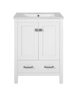 24"  Bathroom Vanity with Sink, Solid Wood Frame, Soft Close Doors & Ample Storage for Small Spaces