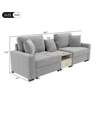  Modern Sofa Couch Modular Upholstered Sofa with Storage Armrest