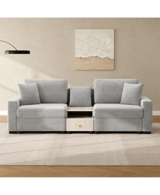  Modern Sofa Couch Modular Upholstered Sofa with Storage Armrest