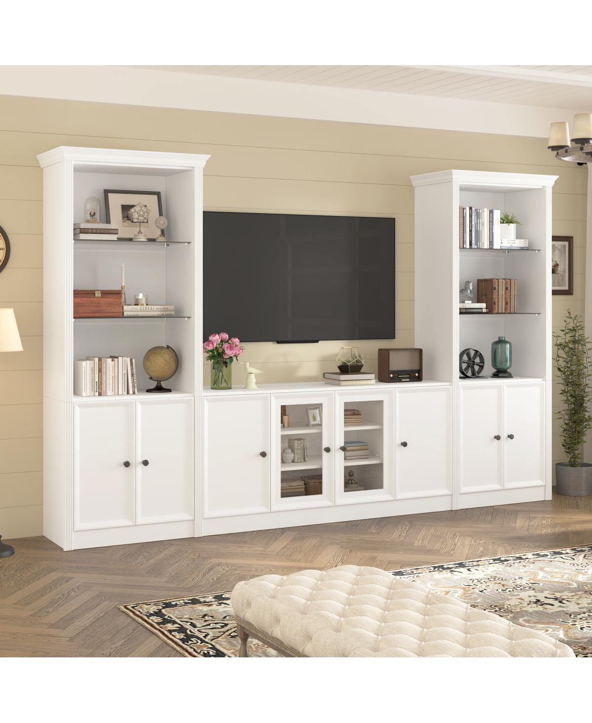 Streamdale Furniture W Entertainment Center with Bookshelves & Glass Cabinets