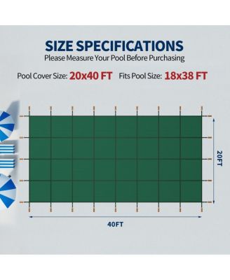 Swimming Pool Safety Cover for 20x40ft Rectangular Pools