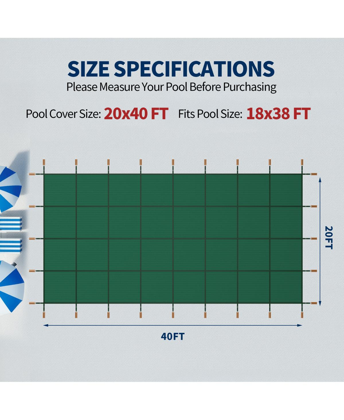 Streamdale Furniture Swimming Pool Safety Cover for 20x40ft Rectangular Pools