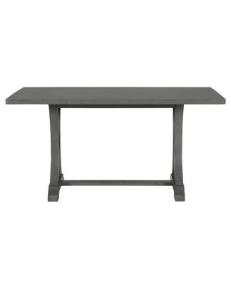 6-Piece Farmhouse Dining Table Set with Upholstered Chairs & Bench