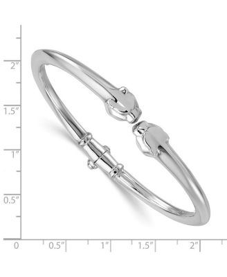Solid 18k Panther Head Hinged Cuff Bangle