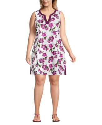 Plus Size Cotton Jersey Notch Neck Dress