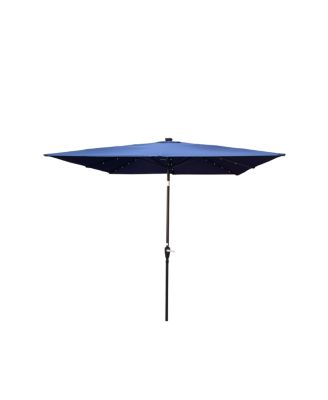Square Solar LED Patio Umbrella with Crank & Base