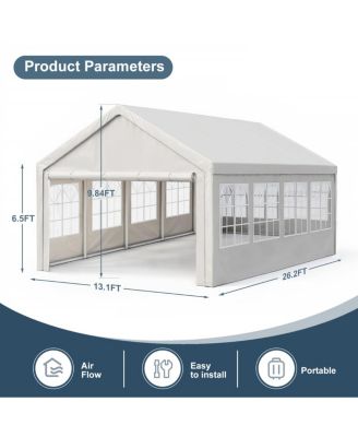  Carport Canopy Gazebo Removable Sidewalls & Ground Tubes