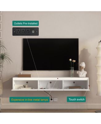  Floating TV Stand with LED Lights & Power Outlet