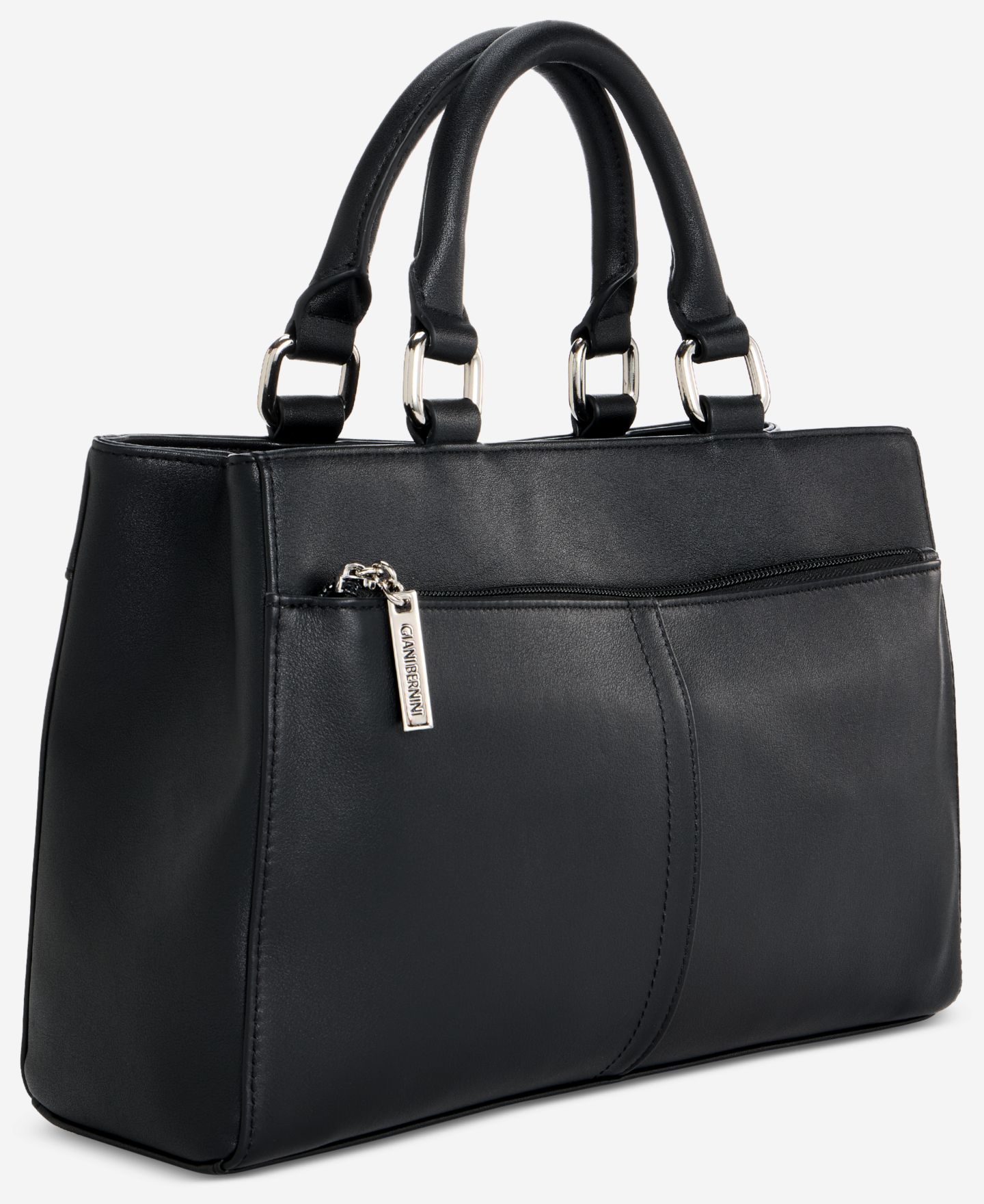 Женская сумка Giani Bernini Nappa Leather Satchel, цвет: Чёрный — фото 4