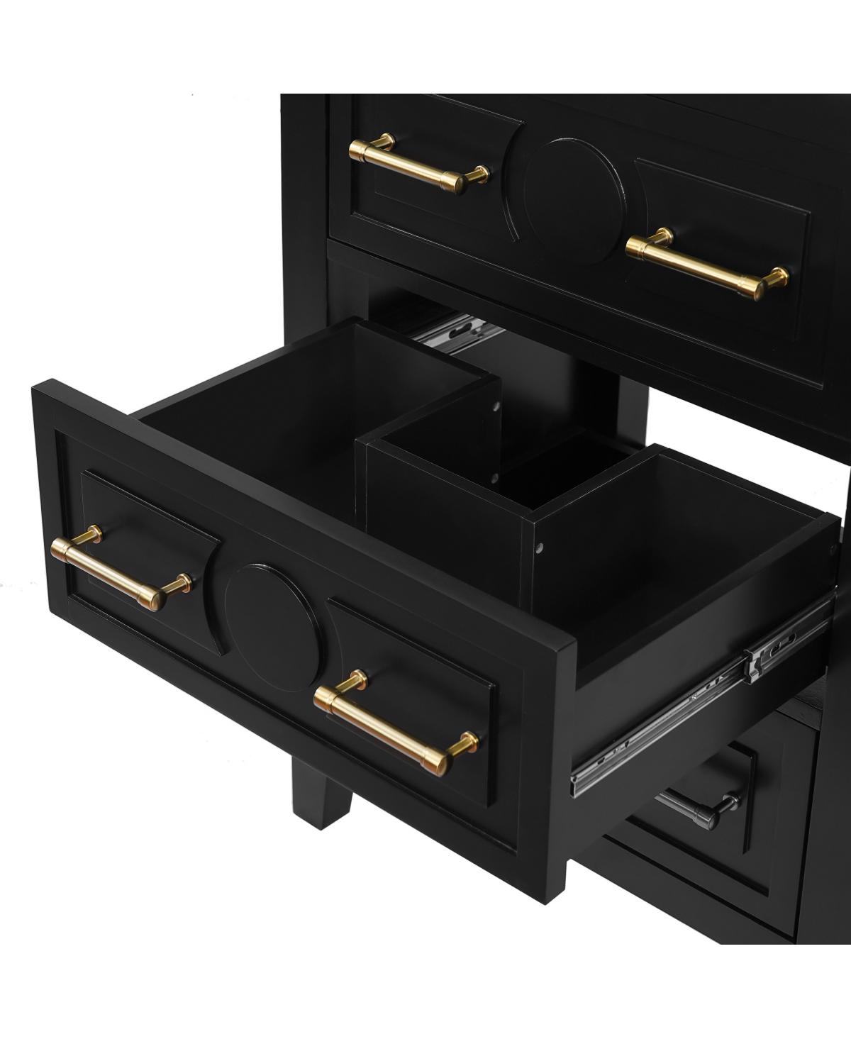 Sillysis 24 Inch Bathroom Vanity with Ceramic Sink, Retro Solid Wood Cabinet, 3 Soft Close Drawers for Small Bathrooms