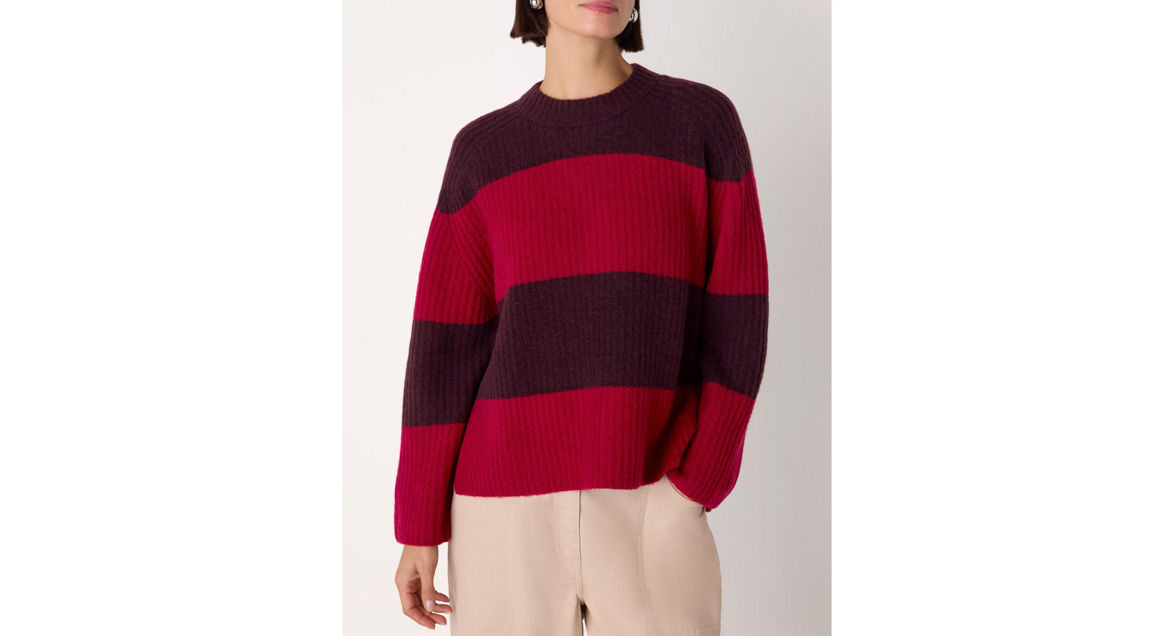 Whistles Women's Wool Mix Wide Stripe Knit Sweater