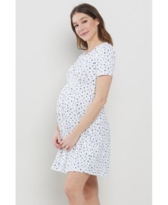 Maternity Floral Empire Waist Short Sleeve Dress