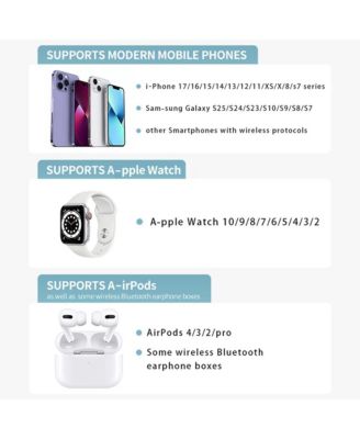 6-in-1 Wireless Charging Station with Clock, Alarm & Temp Display, 15W Fast Charging for iPhone, Apple Watch & AirPods