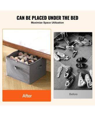 16 Compartments Underbed Shoe Box, Shoe Storage Organizer with Adjustable Dividers, Clear Window and Reinforced Handles for Shoes