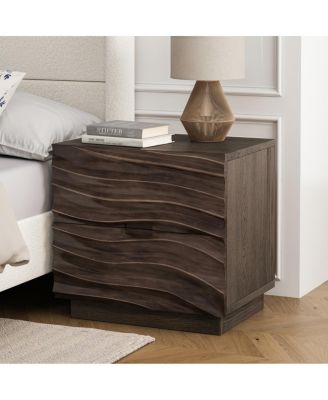 Solid Wood Nightstand with 2 Drawers
