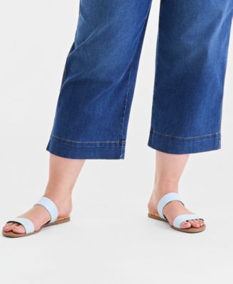 Plus Size Wide-Leg Cropped Jeans