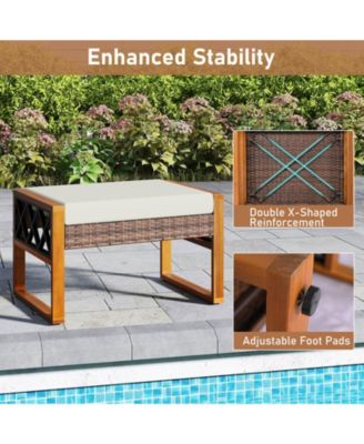 7 PCS Patio PE Wicker Furniture Set with Ottomans Cushions and Tables Chair Couch