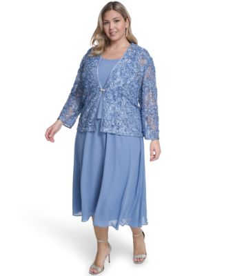Plus Size Soutache Jacket and Fit & Flare Dress, 2-Piece Set