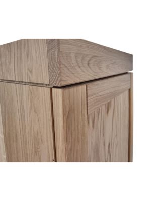 100% Solid European Oak Tall China Display Cabinet with Shaker and Tinted Glass Doors, Modular Design