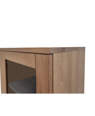 100% Solid European Oak Tall China Display Cabinet with Shaker and Tinted Glass Doors, Modular Design