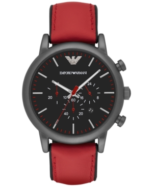UPC 723763243537 product image for Emporio Armani Men's Chronograph Luigi Red Leather Strap Watch 46mm AR1971 | upcitemdb.com