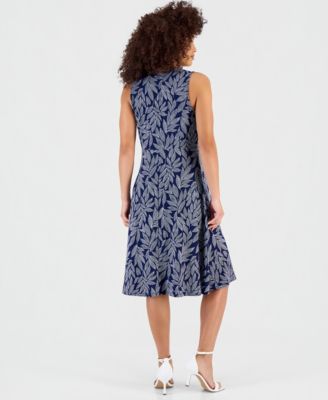 Petite Printed Sleeveless Midi Dress